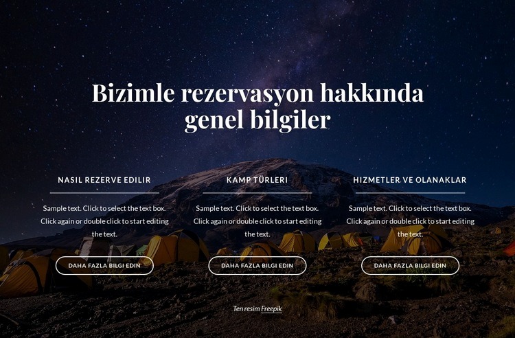 Bizimle rezervasyon hakkında genel bilgiler Html Web Sitesi Oluşturucu