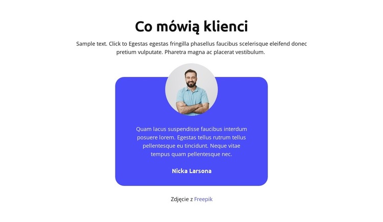 Co mówią klienci Szablon witryny sieci Web