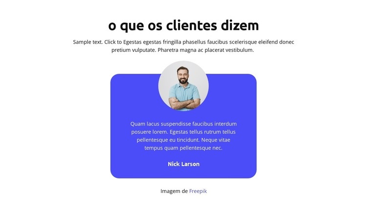 o que os clientes dizem Modelo de uma página