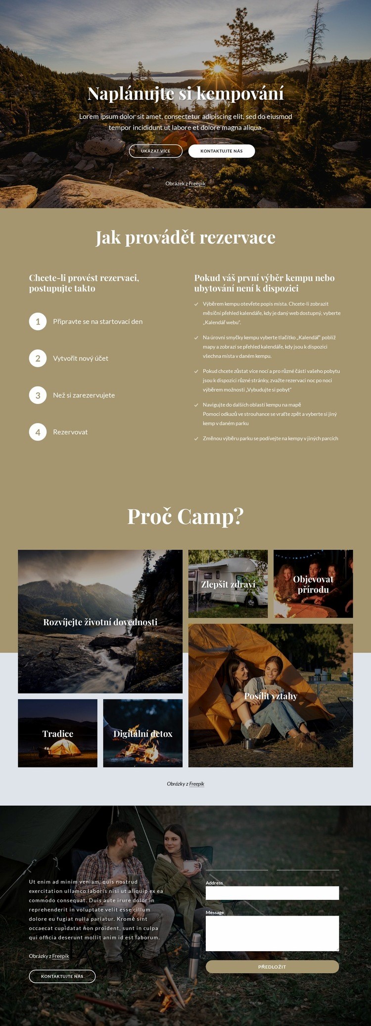 Naplánujte si výlet do kempu Šablona CSS