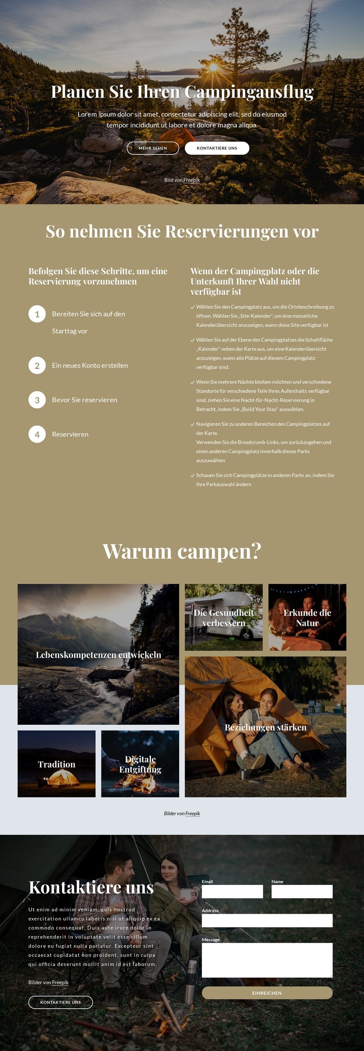 Planen Sie Ihren Campingausflug CSS-Vorlage