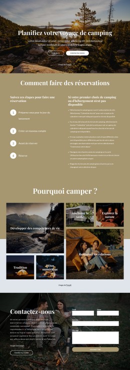 Planifiez Votre Voyage De Camping Site Web D'Une Seule Page