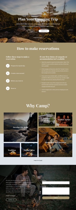 Plan Your Camping Trip - Responsive Website Templates