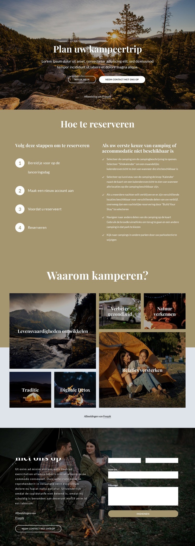 Plan je kampeertrip Sjabloon voor één pagina