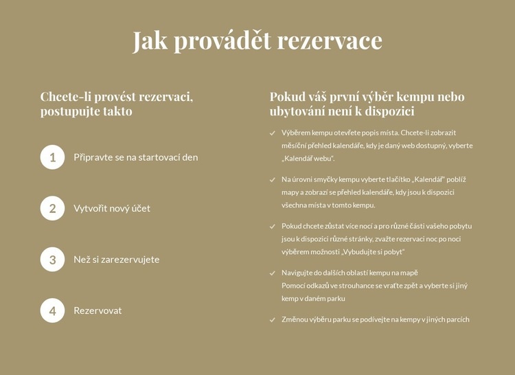 Jak provádět rezervace Šablona CSS