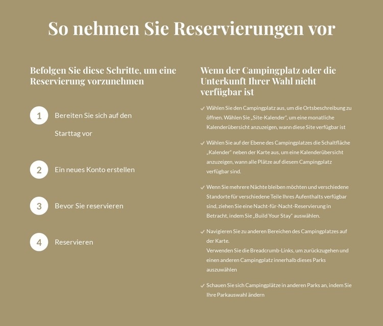 So nehmen Sie Reservierungen vor HTML5-Vorlage