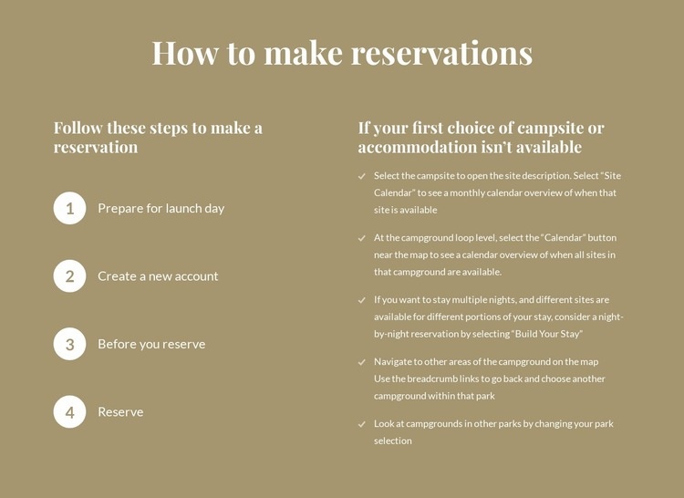 How to make reservations Elementor Template Alternative