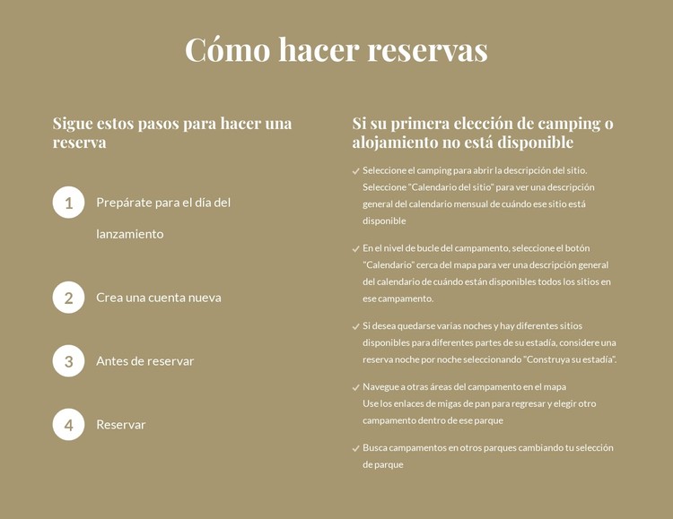 Cómo hacer reservas Plantilla CSS