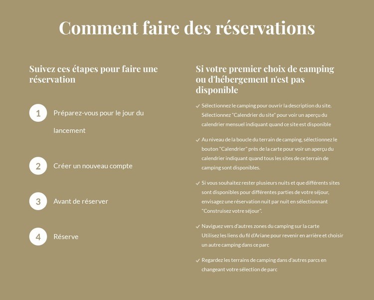 Comment faire des réservations Conception de site Web