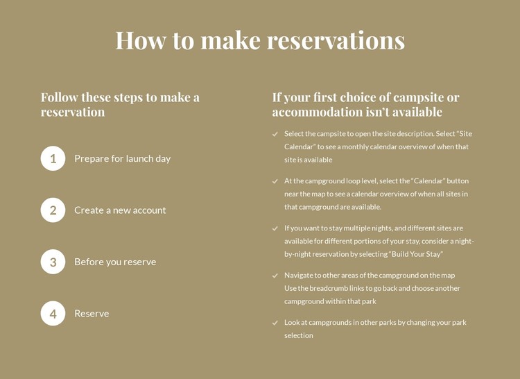 How to make reservations HTML Template