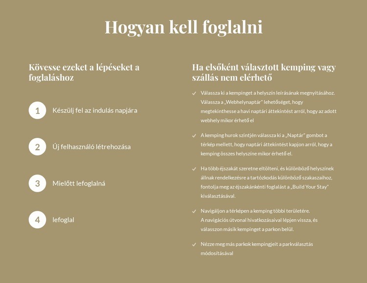 Foglalás módja HTML Sablon