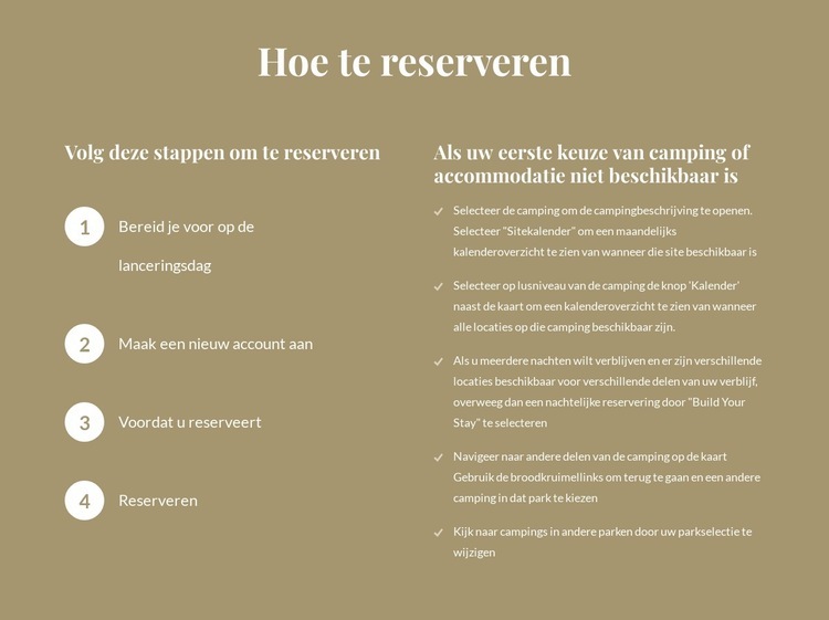 Hoe te reserveren Bestemmingspagina