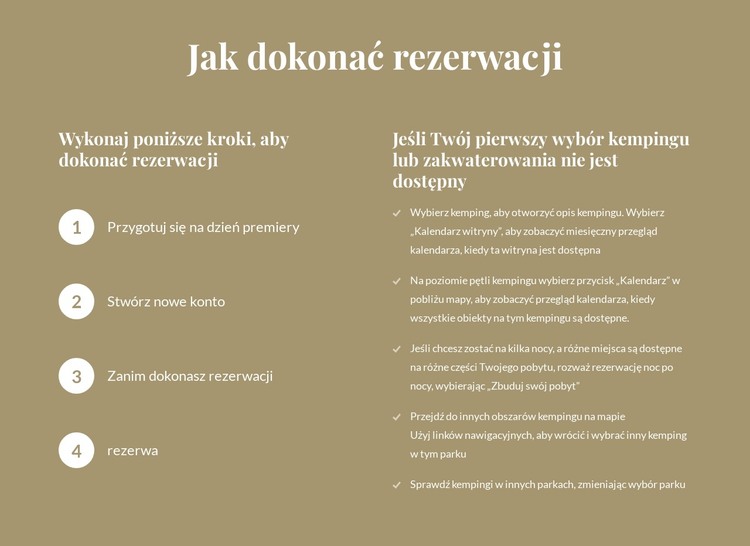 Jak dokonać rezerwacji Szablon HTML