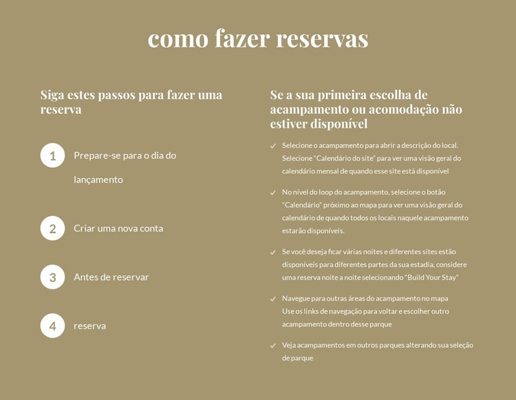 como fazer reservas Modelo