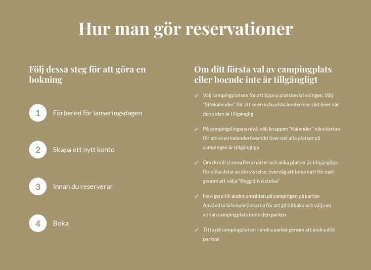 Hur man gör reservationer Webbplats mall