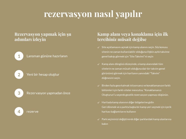 rezervasyon nasıl yapılır Açılış sayfası