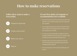 How To Make Reservations - HTML Website