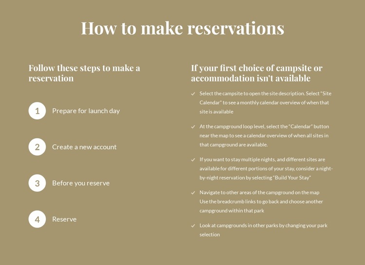 How to make reservations Website Builder Templates