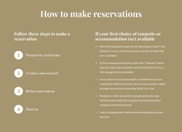 How To Make Reservations - Website Template