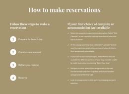 How To Make Reservations - Easy-To-Use Landing Page