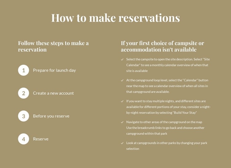 How to make reservations Wix Template Alternative