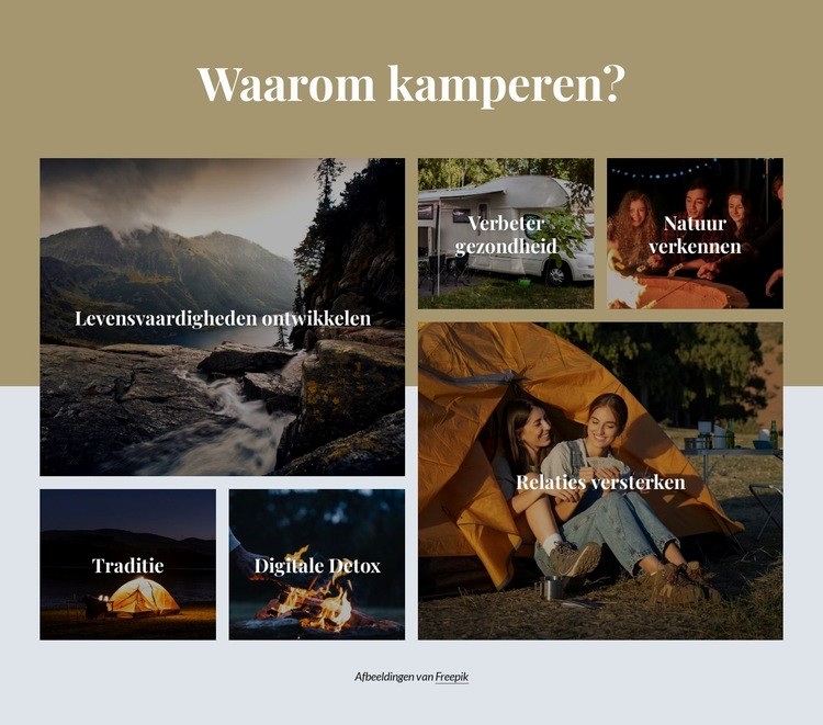 Kampeer in je achtertuin om een buitenervaring op te doen Html Website Builder