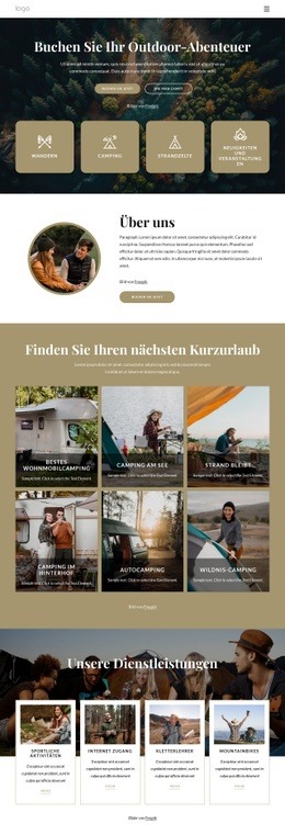 Site-Design Für Buchen Sie Ihr Outdoor-Abenteuer