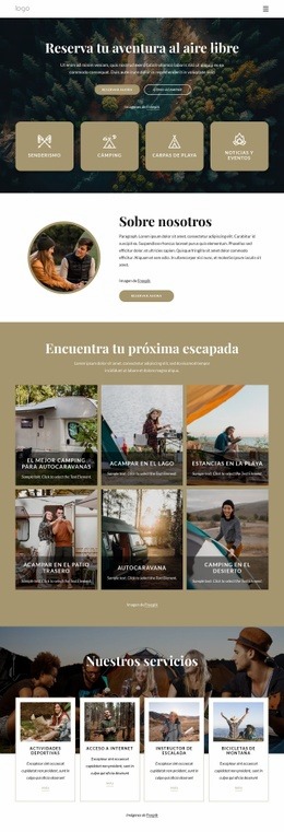 Diseño Del Sitio Para Reserva Tu Aventura Al Aire Libre