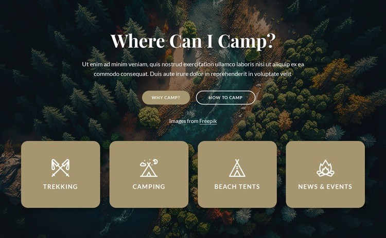Information about our camping Homepage Design