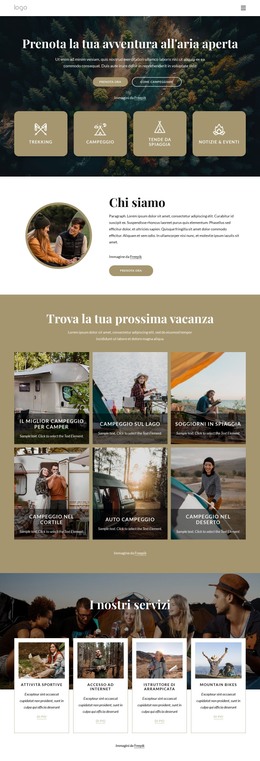 Prenota La Tua Avventura All'Aria Aperta - Modello Di Pagina HTML