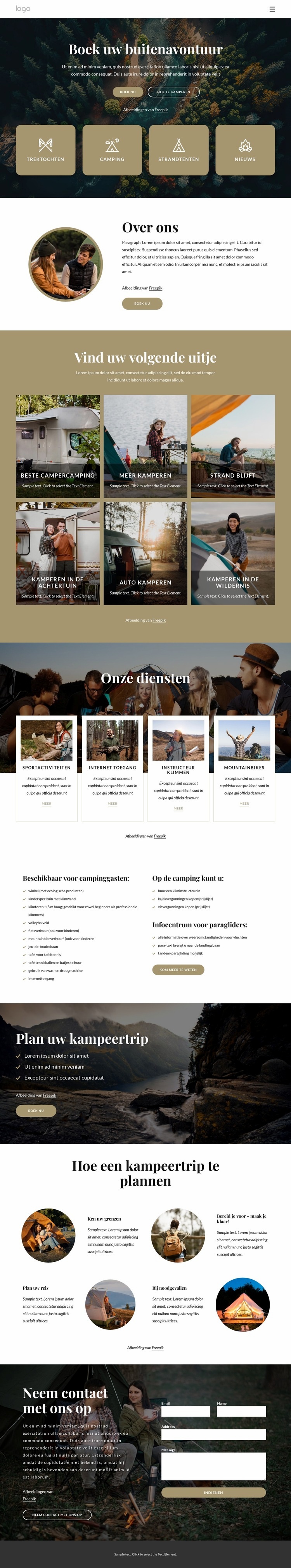 Boek uw buitenavontuur Html Website Builder