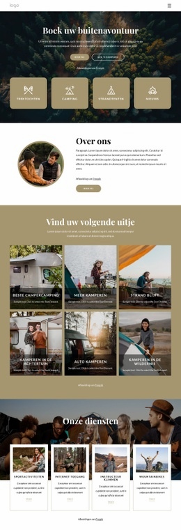 Boek Uw Buitenavontuur Portfoliowebsite-Sjablonen