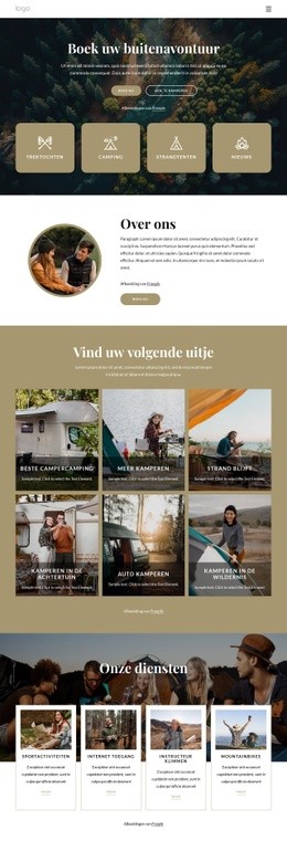 Boek uw buitenavontuur Website-ontwerpen