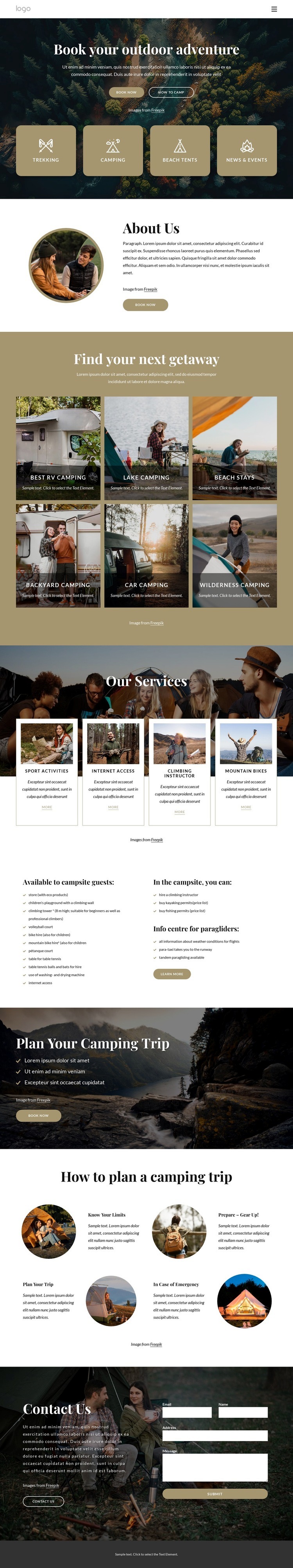Book your outdoor adventure Webflow Template Alternative