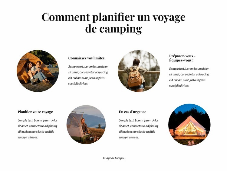 Aventure en camping familial Maquette de site Web