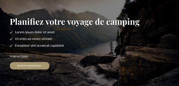 Planifiez votre voyage de camping Page de destination