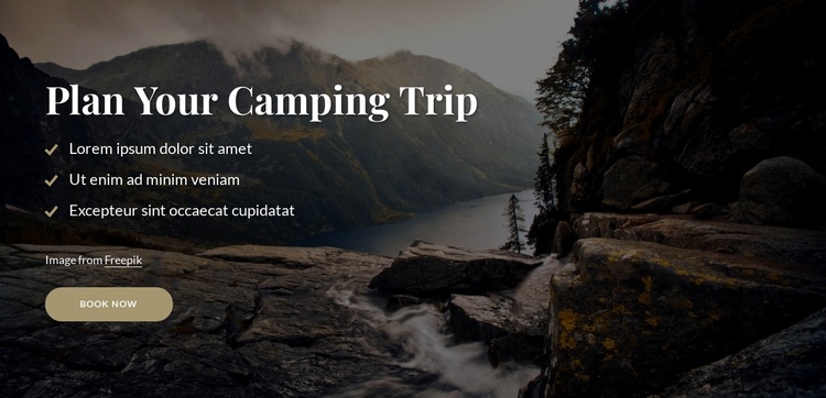 Plan your campimg trip One Page Template