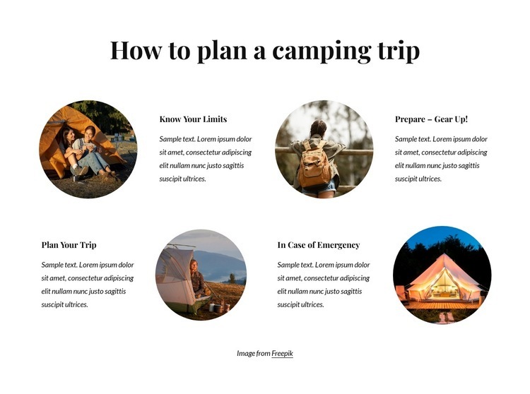 Family camping adventure Web Page Design