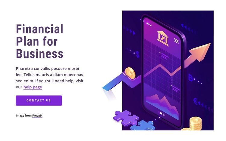 Financial plan for business Homepage Design