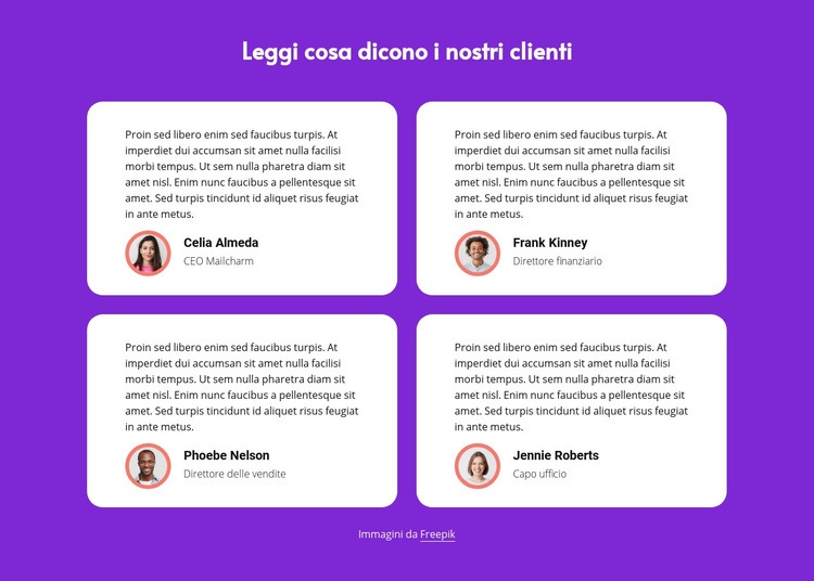 Leggi cosa dicono i nostri clienti Costruttore di siti web HTML