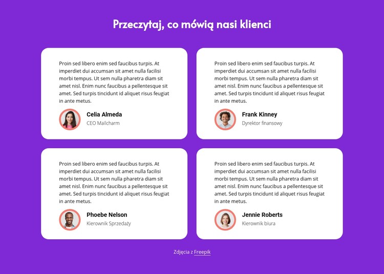 Przeczytaj, co mówią nasi klienci Szablon CSS