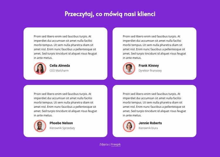 Przeczytaj, co mówią nasi klienci Szablon HTML5