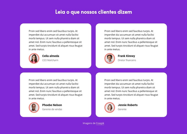 Leia o que nossos clientes dizem Modelo HTML5