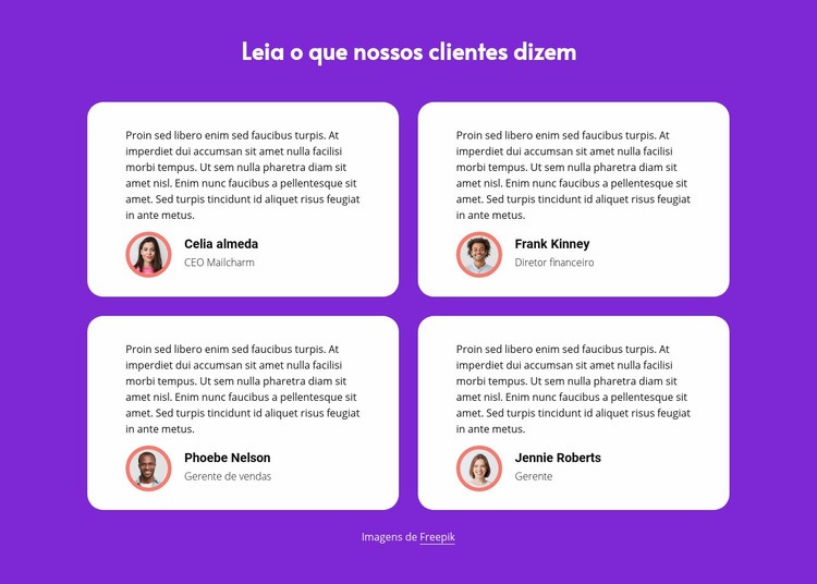 Leia o que nossos clientes dizem Landing Page