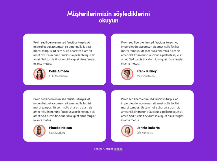 Müşterilerimizin söylediklerini okuyun HTML Şablonu