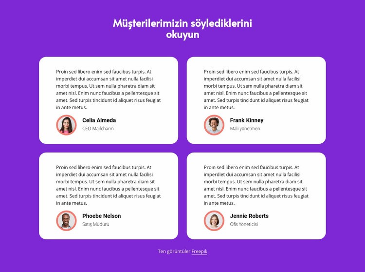 Müşterilerimizin söylediklerini okuyun Web Sitesi Oluşturucu Şablonları