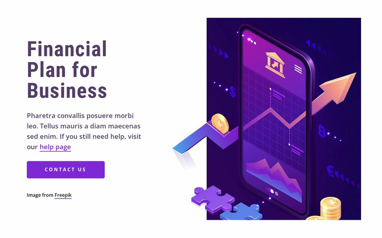 Financial plan for business Website Mockup