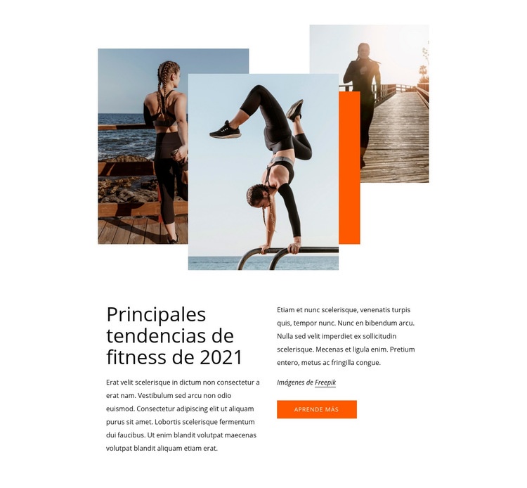 Principales tendencias de fitness Maqueta de sitio web