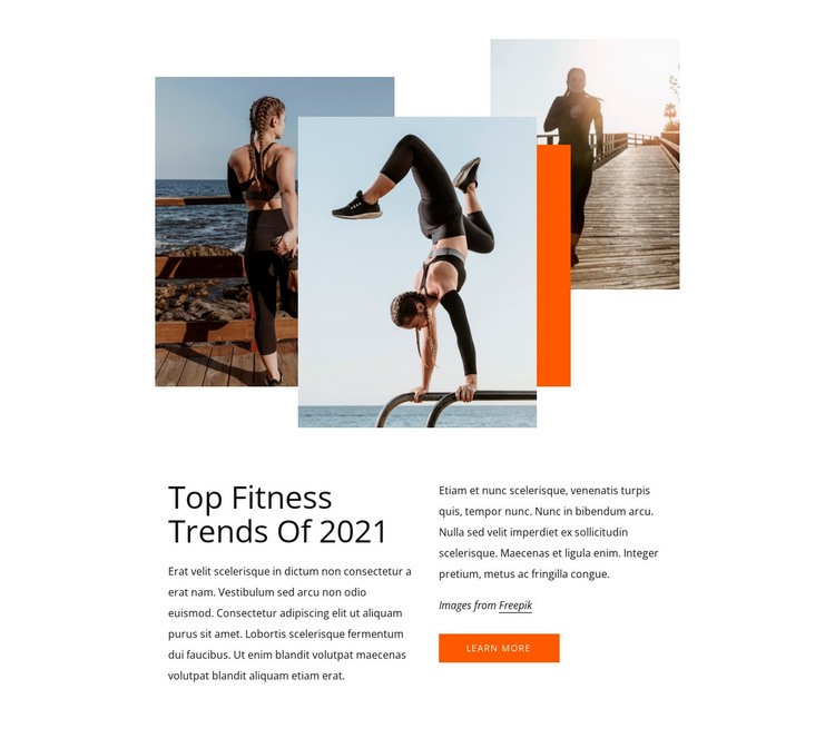 Top fitness trends Homepage Design