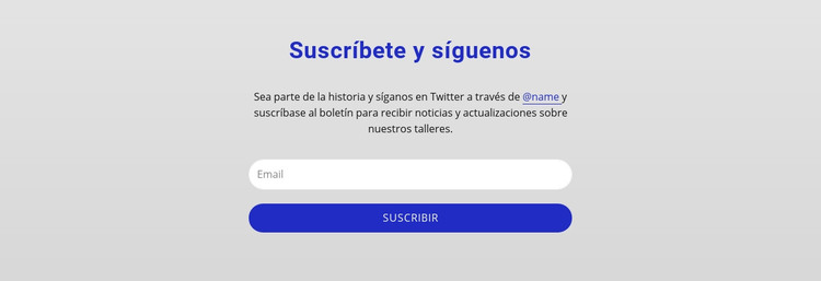 Suscríbete y síguenos Plantilla HTML